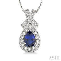 Pear Shape Gemstone & Halo Diamond Pendant