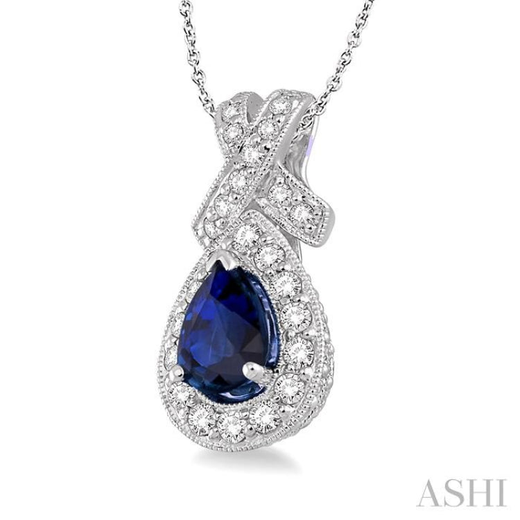 Pear Shape Gemstone & Halo Diamond Pendant