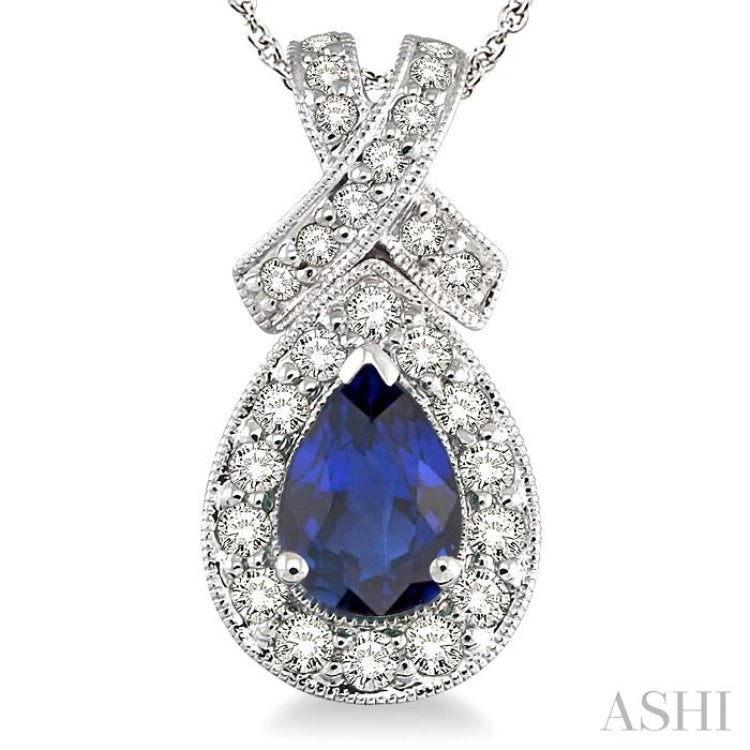 Pear Shape Gemstone & Halo Diamond Pendant