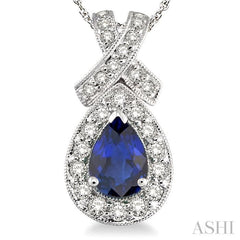 Pear Shape Gemstone & Halo Diamond Pendant