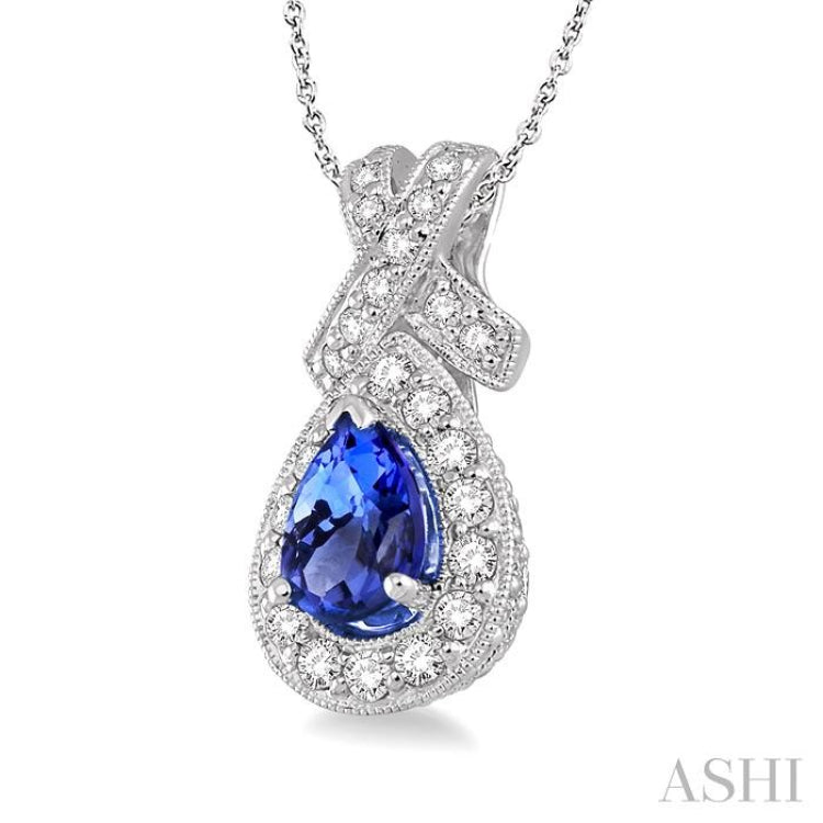 Pear Shape Gemstone & Halo Diamond Pendant