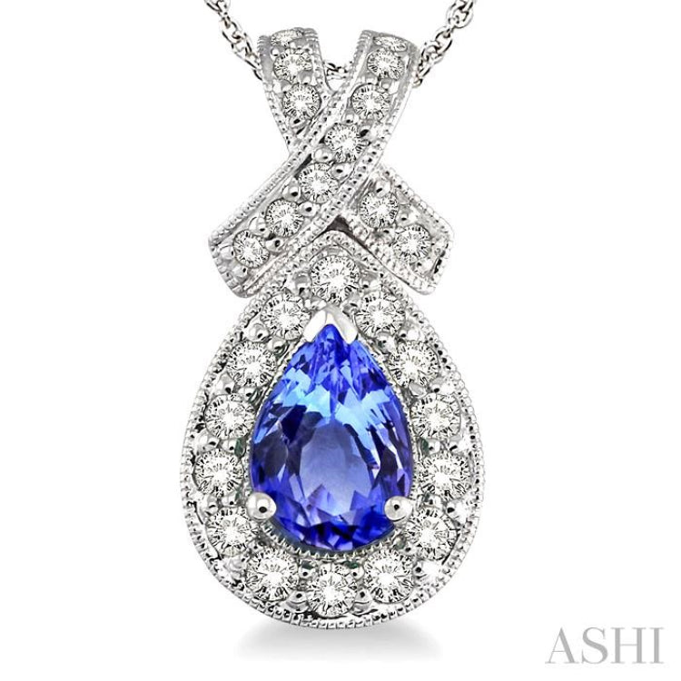 Pear Shape Gemstone & Halo Diamond Pendant