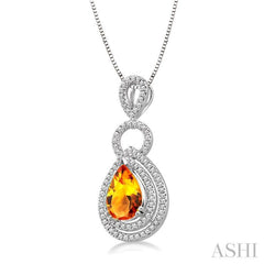 Pear Shape Gemstone & Halo Diamond Pendant