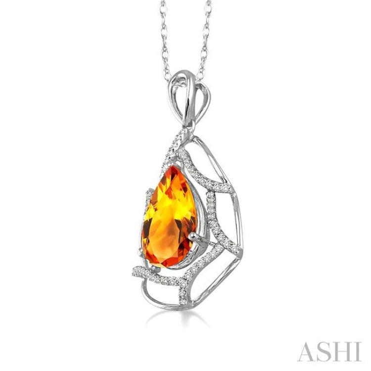 Pear Shape Gemstone & Diamond Pendant