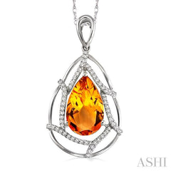 Pear Shape Gemstone & Diamond Pendant