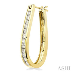 Channel Set Diamond Hoop Earrings