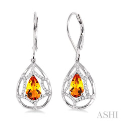 Pear Shape Gemstone & Diamond Earrings