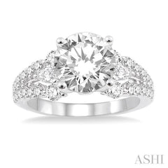 Round Shape Semi-Mount Diamond Engagement Ring