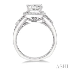 Princess Shape Semi-Mount Halo Diamond Engagement Ring