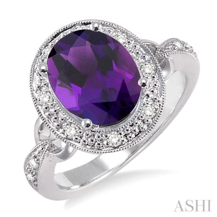 Oval Shape Gemstone & Diamond Ring