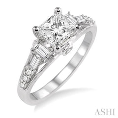 Princess Shape Semi-Mount Diamond Engagement Ring