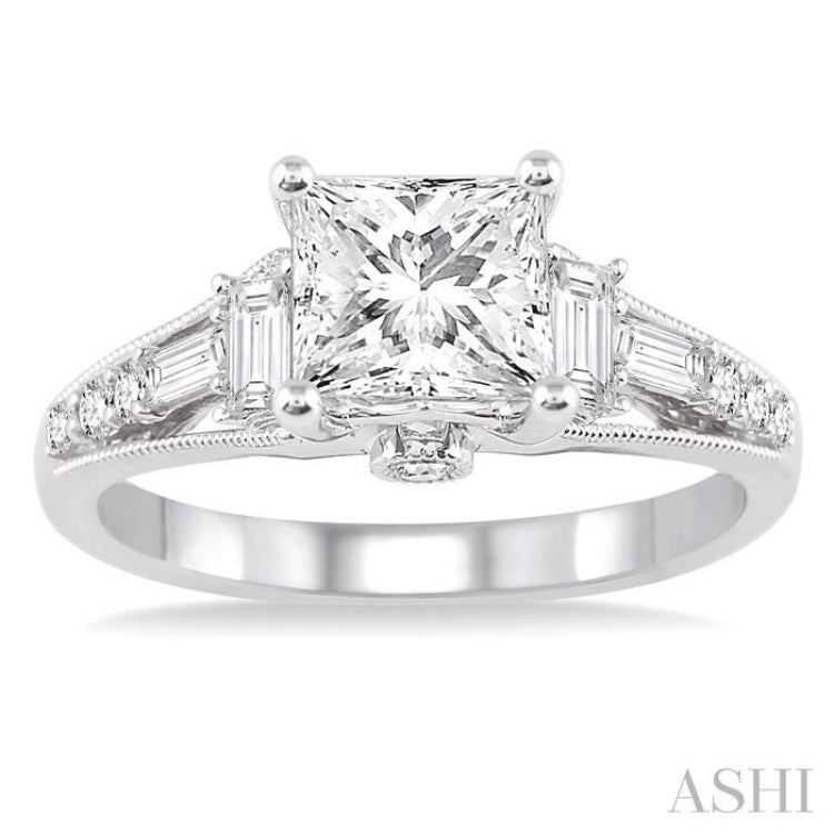 Princess Shape Semi-Mount Diamond Engagement Ring