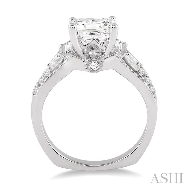 Princess Shape Semi-Mount Diamond Engagement Ring