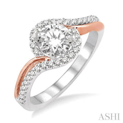 Round Shape Semi-Mount Diamond Engagement Ring