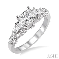 Princess Shape Semi-Mount Diamond Engagement Ring