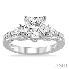 Princess Shape Semi-Mount Diamond Engagement Ring