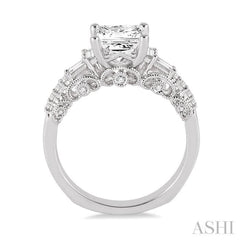 Princess Shape Semi-Mount Diamond Engagement Ring