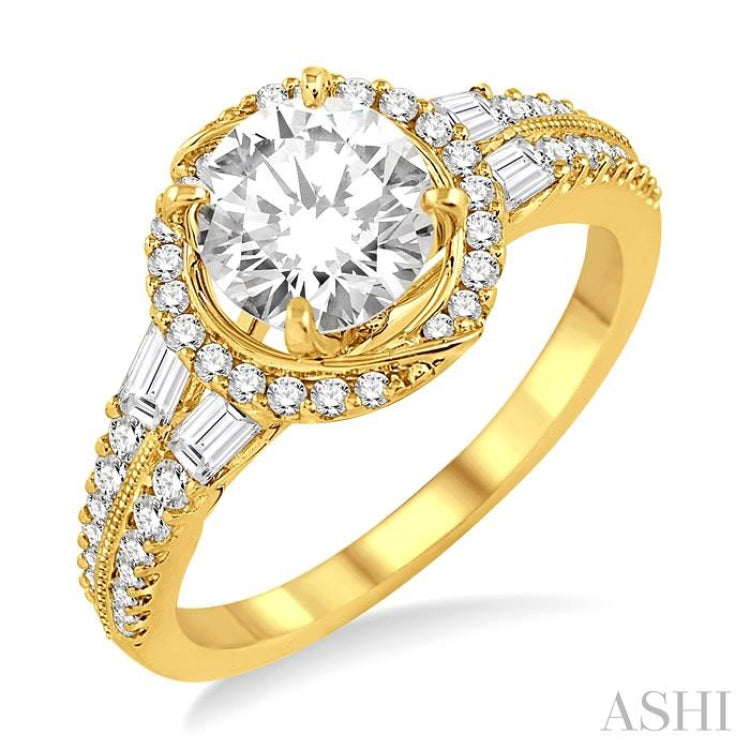 Round Shape Semi-Mount Halo Diamond Engagement Ring