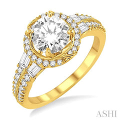 Round Shape Semi-Mount Halo Diamond Engagement Ring