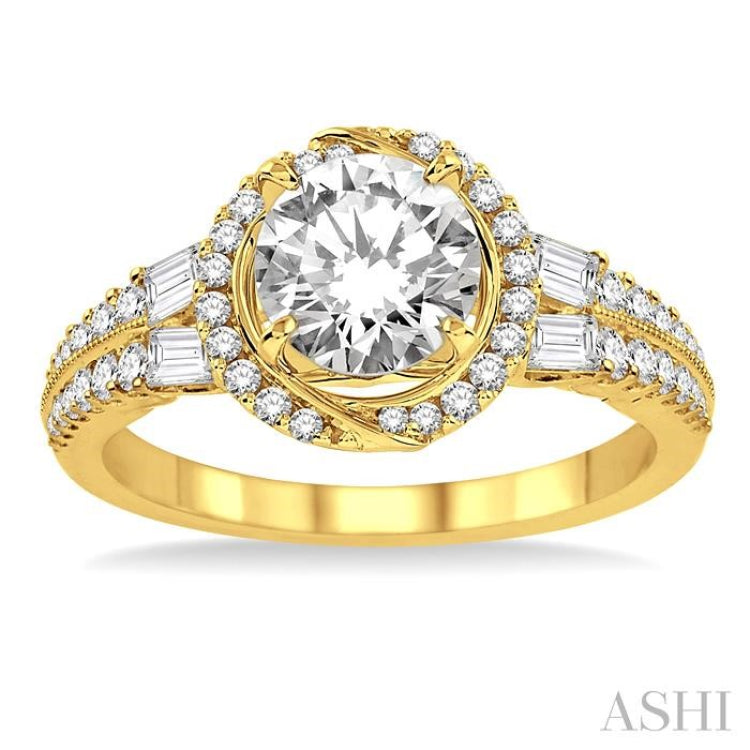 Round Shape Semi-Mount Halo Diamond Engagement Ring