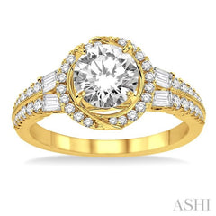 Round Shape Semi-Mount Halo Diamond Engagement Ring