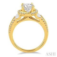 Round Shape Semi-Mount Halo Diamond Engagement Ring