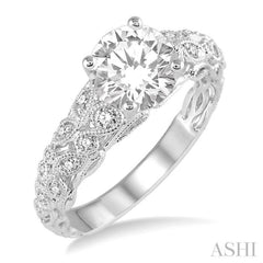 Round Shape Semi-Mount Diamond Engagement Ring