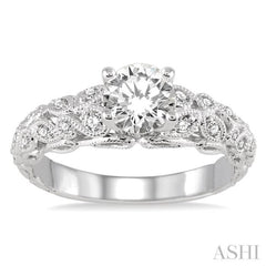 Round Shape Semi-Mount Diamond Engagement Ring