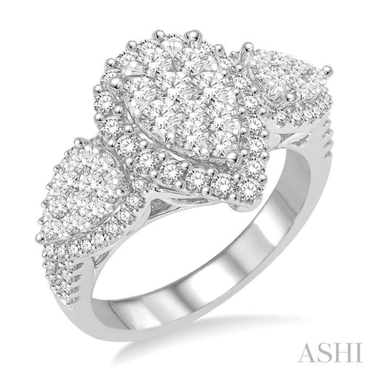 Pear Shape Past Present & Future Halo Lovebright Diamond Engagement Ring