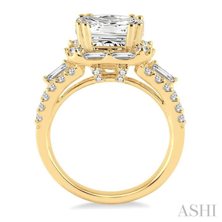 Princess Shape Semi-Mount Halo Diamond Engagement Ring