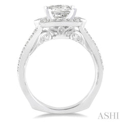 Princess Shape Semi-Mount Halo Diamond Engagement Ring