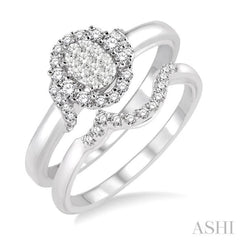 Oval Shape Halo Lovebright Diamond Wedding Set