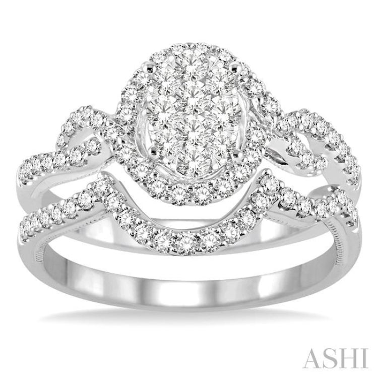 Oval Shape Halo Lovebright Diamond Wedding Set