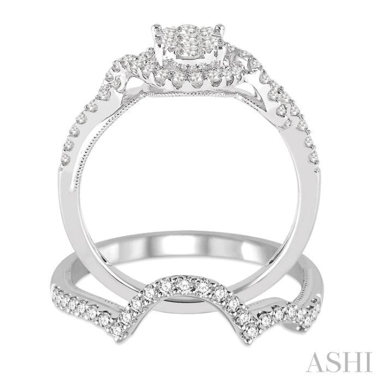 Oval Shape Halo Lovebright Diamond Wedding Set