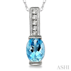 Oval Shape Gemstone & Diamond Pendant