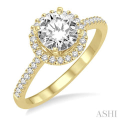 Round Shape Semi-Mount Halo Diamond Engagement Ring