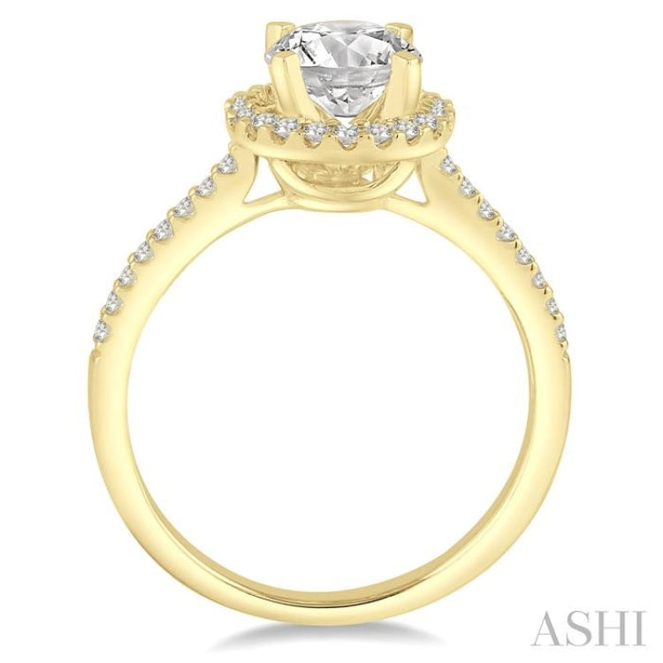 Round Shape Semi-Mount Halo Diamond Engagement Ring