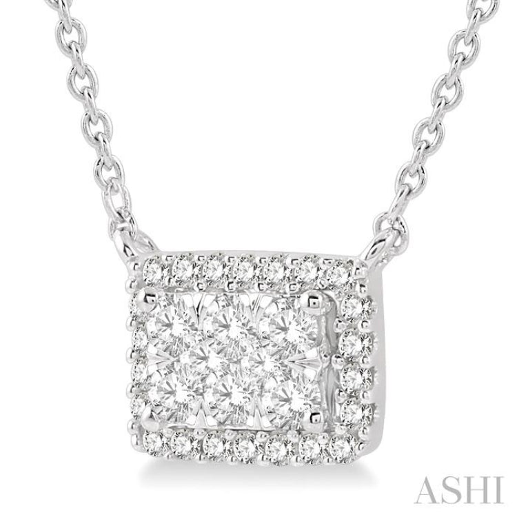 Emerald Shape Halo Lovebright Essential Diamond Necklace