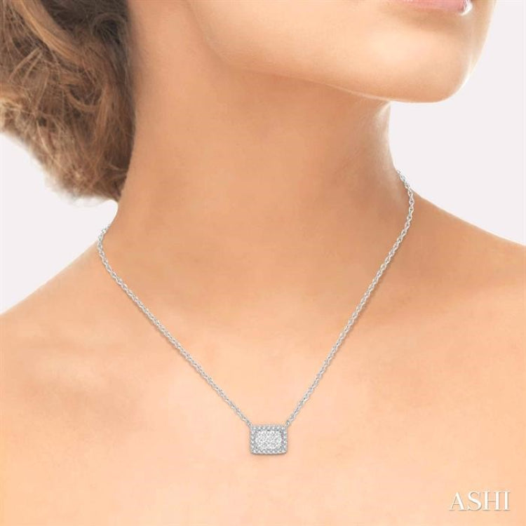 Emerald Shape Halo Lovebright Essential Diamond Necklace