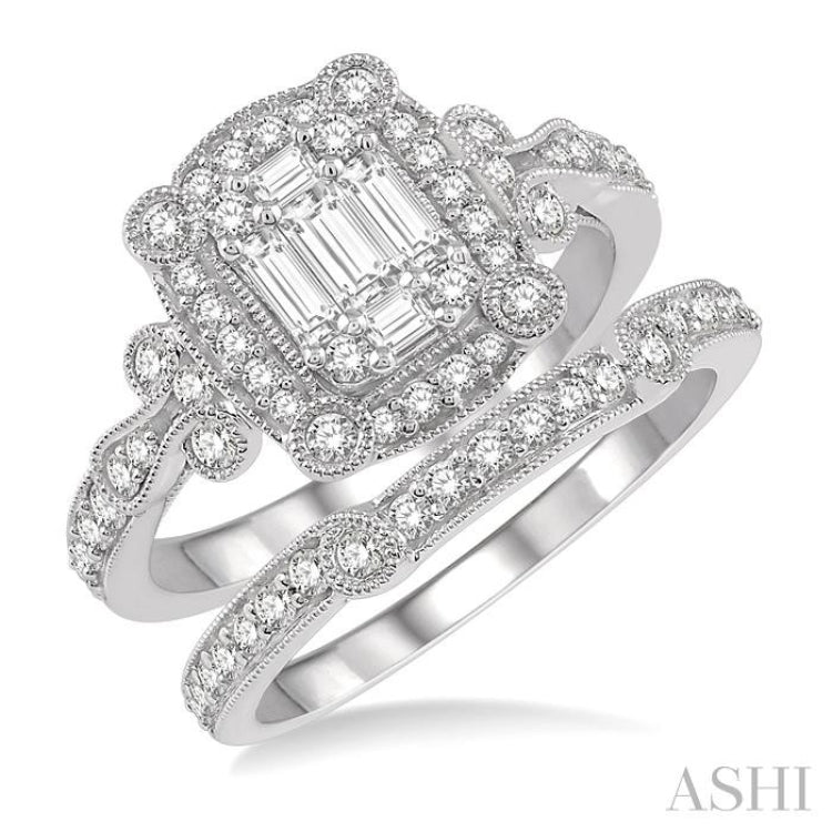 Halo Fusion Diamond Wedding Set