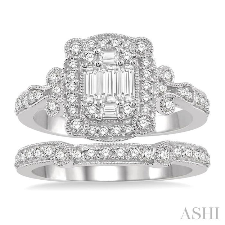 Halo Fusion Diamond Wedding Set