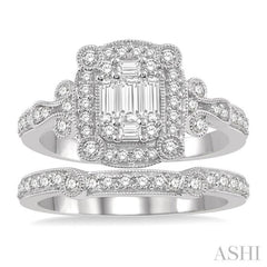 Halo Fusion Diamond Wedding Set