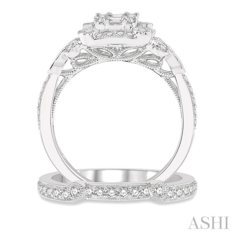 Halo Fusion Diamond Wedding Set