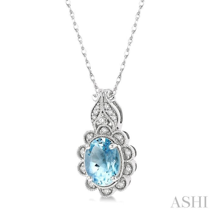 Oval Shape Gemstone & Diamond Pendant