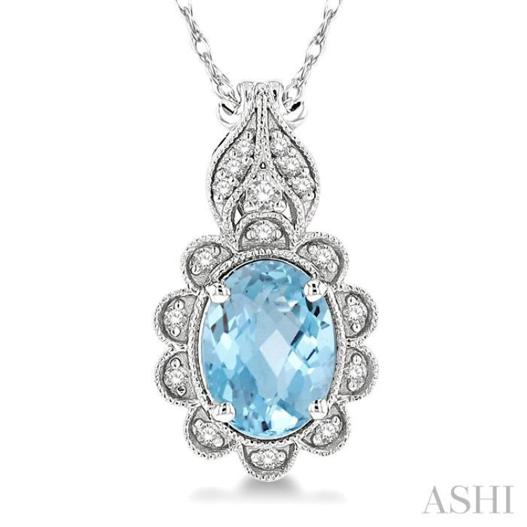 Oval Shape Gemstone & Diamond Pendant