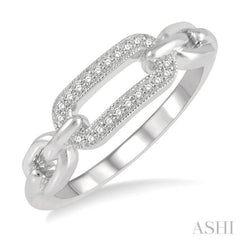 1/10 Ctw Round Cut Diamond Paperclip Ring in Sterling Silver