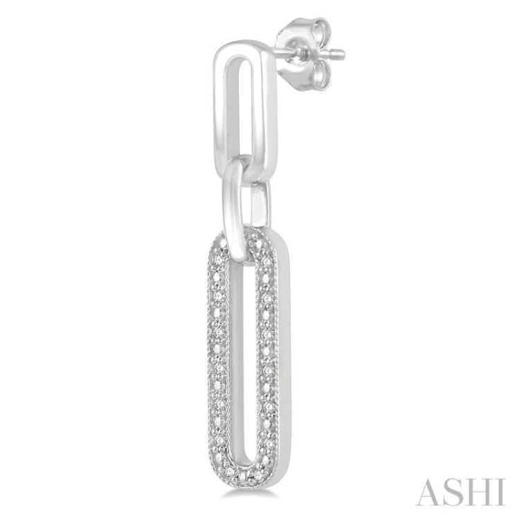 Silver Paper Clip Diamond Fashion Long Earrings