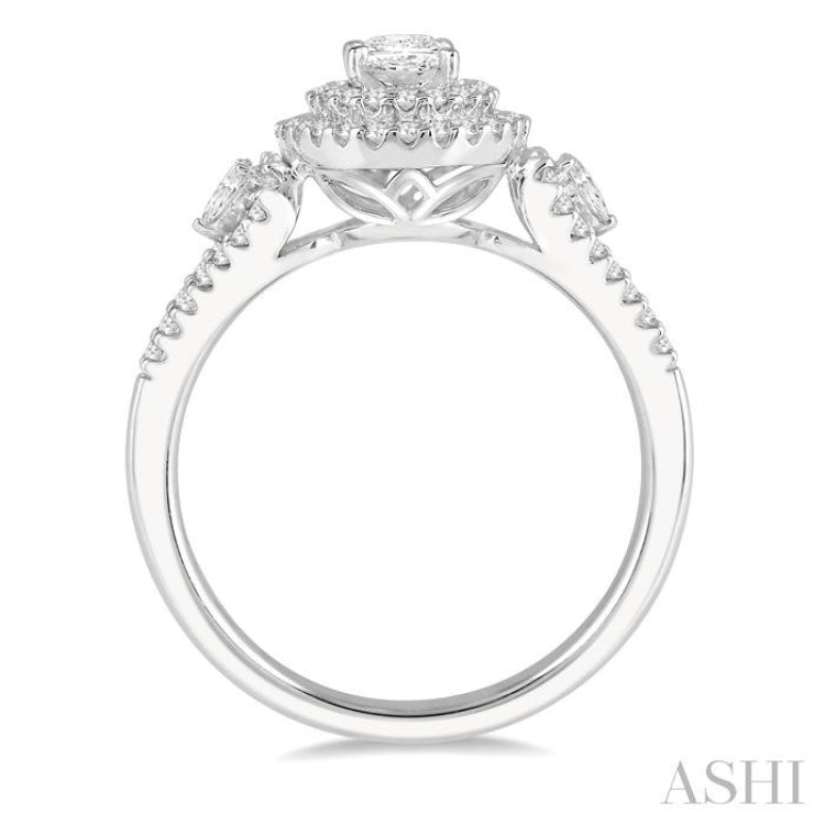 Oval Shape Halo Diamond Engagement Ring