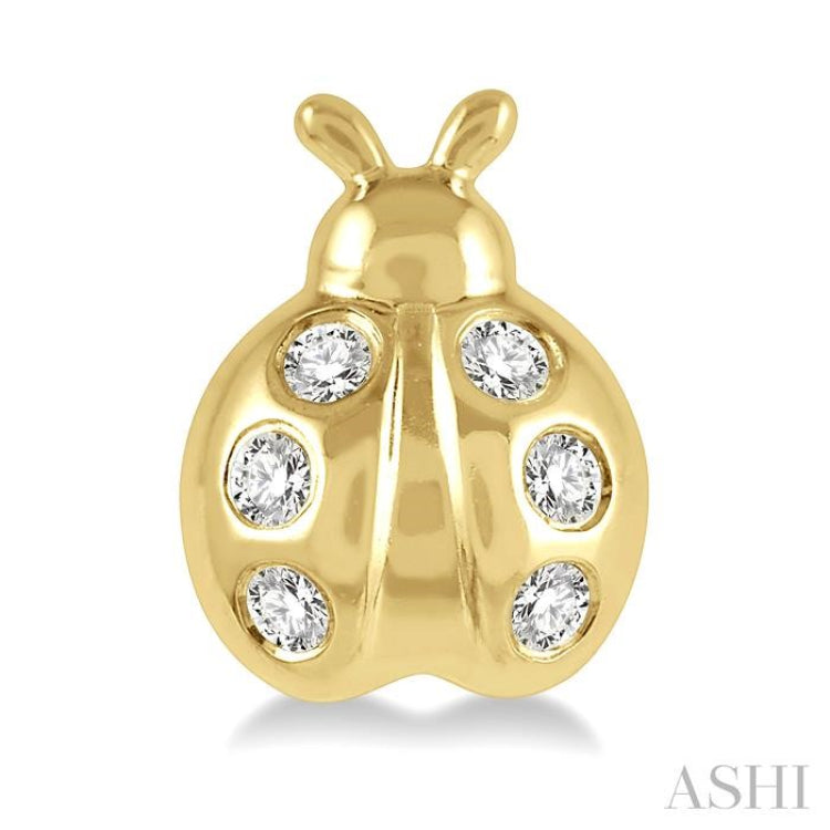 1/10 Ctw Ladybird Round Cut Diamond Petite Earrings in 10K Yellow Gold