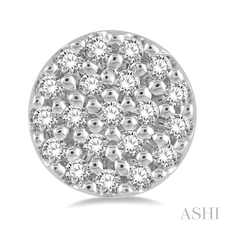 1/8 Ctw Disc Shape Round Cut Diamond Petite Fashion Earrings in 10K White Gold